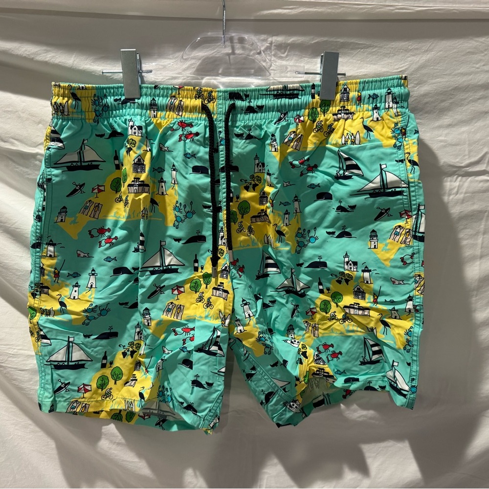 Colorful Nautical Martha’s Vineyard Vilbrequin Print Swim Shorts
